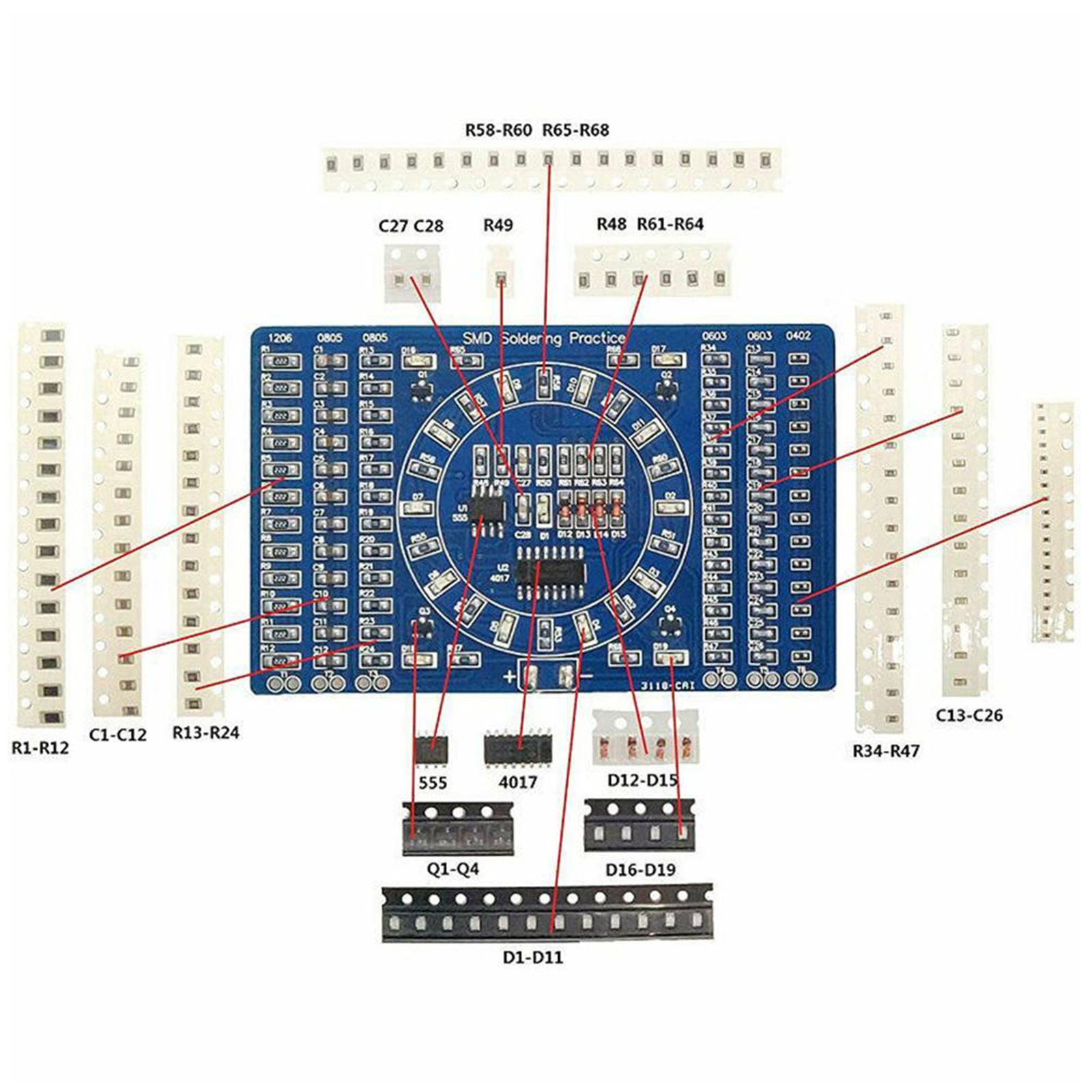 Soldering Practice Three-Piece - đánh giá và giá Diy Electronics Project Kit