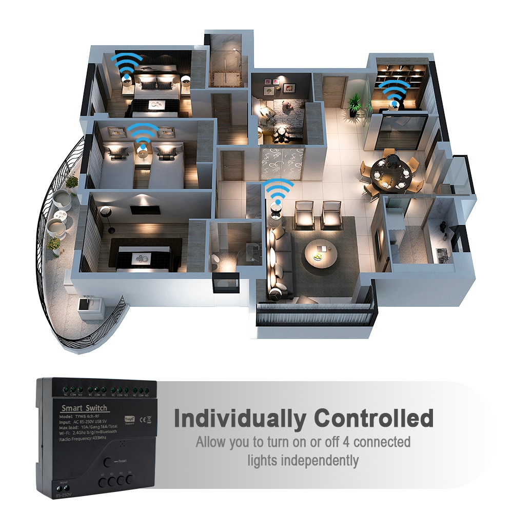 4CH Tuya Smart Wifi Switch Mod - đánh giá và giá Rf 433Mhz Module