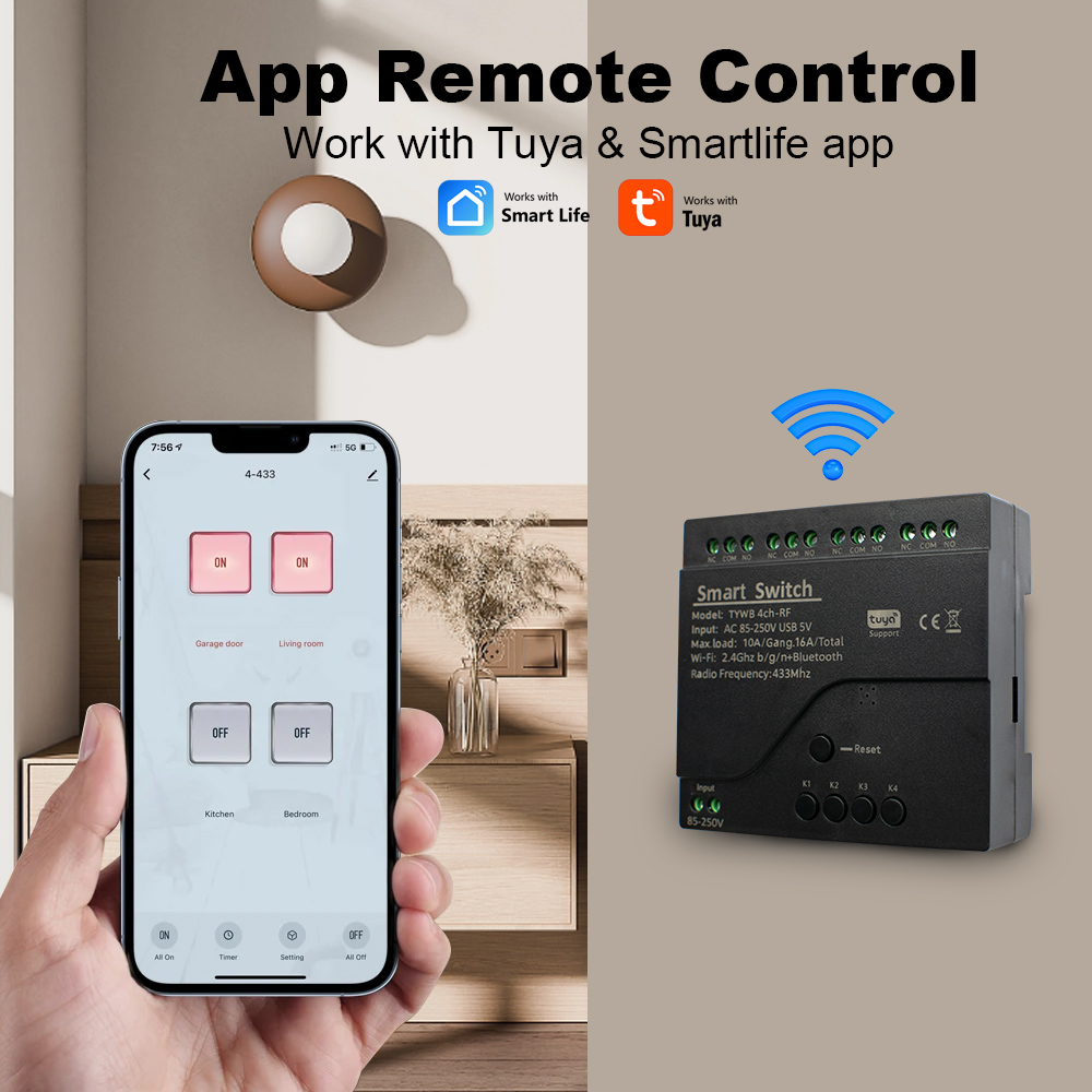 4CH Tuya Smart Wifi Switch Mod - đánh giá và giá Rf 433Mhz Module