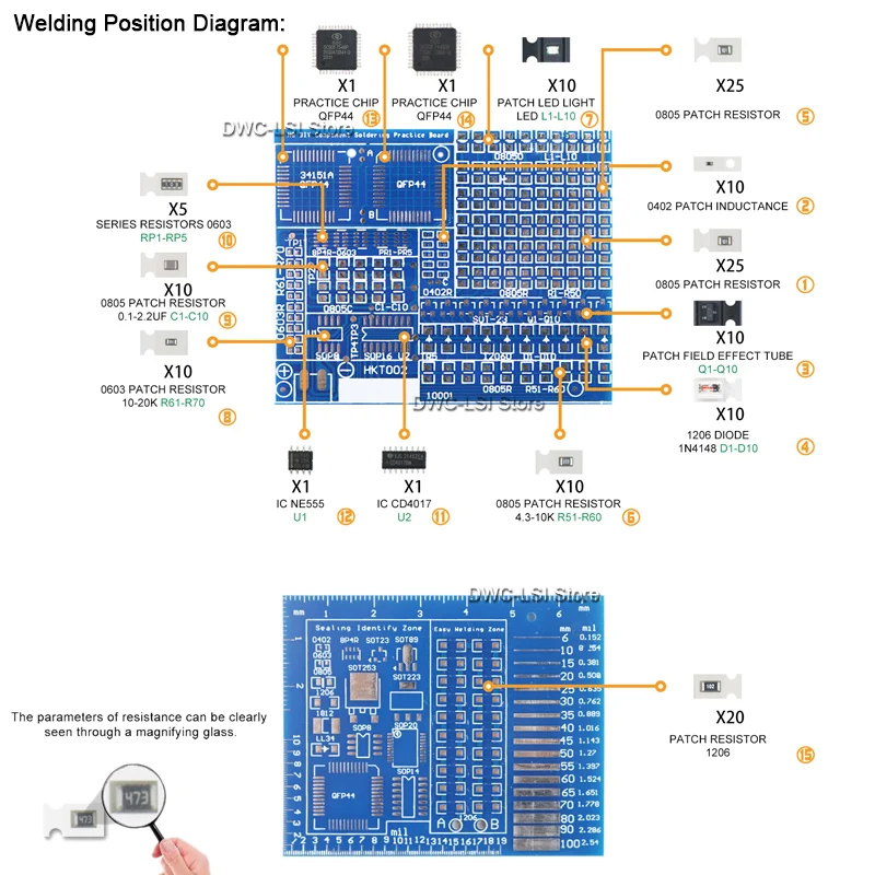 SMD/SMT Components Soldering P - đánh giá và giá Diy Electronics Project Kit
