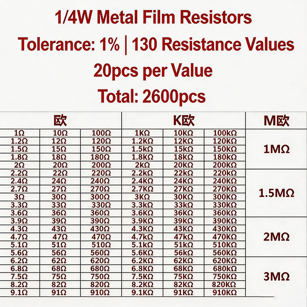 2600pcs Metal Film Resistors A - đánh giá và giá Diy Electronics Project Kit